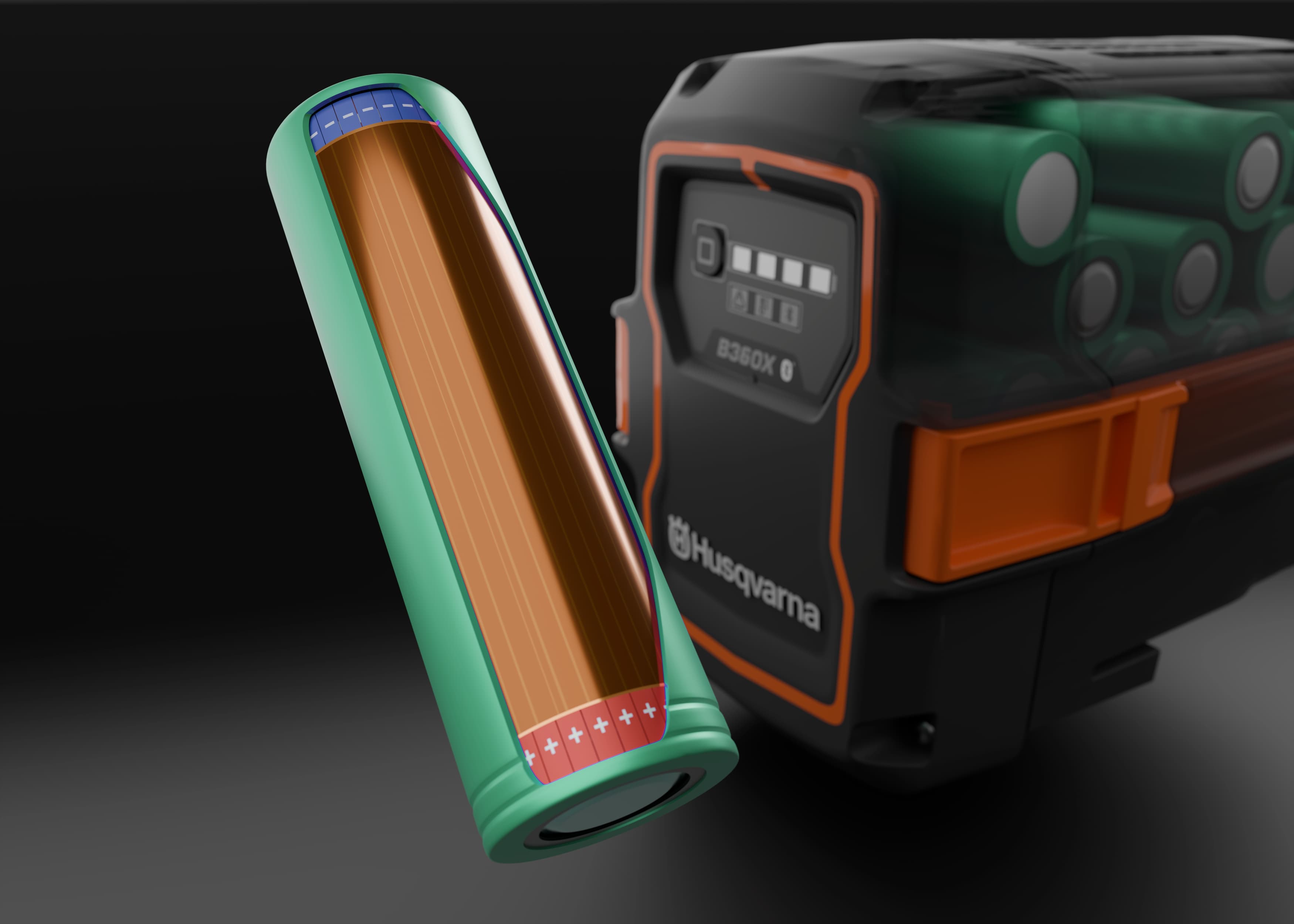 Advanced tabless cell technology reduces internal resistance and heat generation, enabling higher power output and highly efficient charging and discharging. Compared with Husqvarna batteries based on conventional cell technology, it delivers increased power, extended runtime, longer battery lifetime, and improved performance also in cold conditions. image